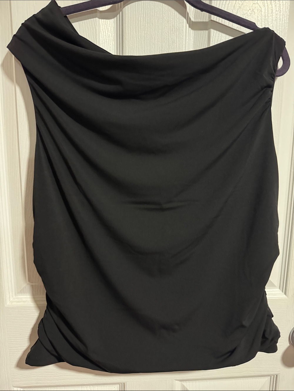 INC International Concepts Black Draped Cowl Neck Blouse